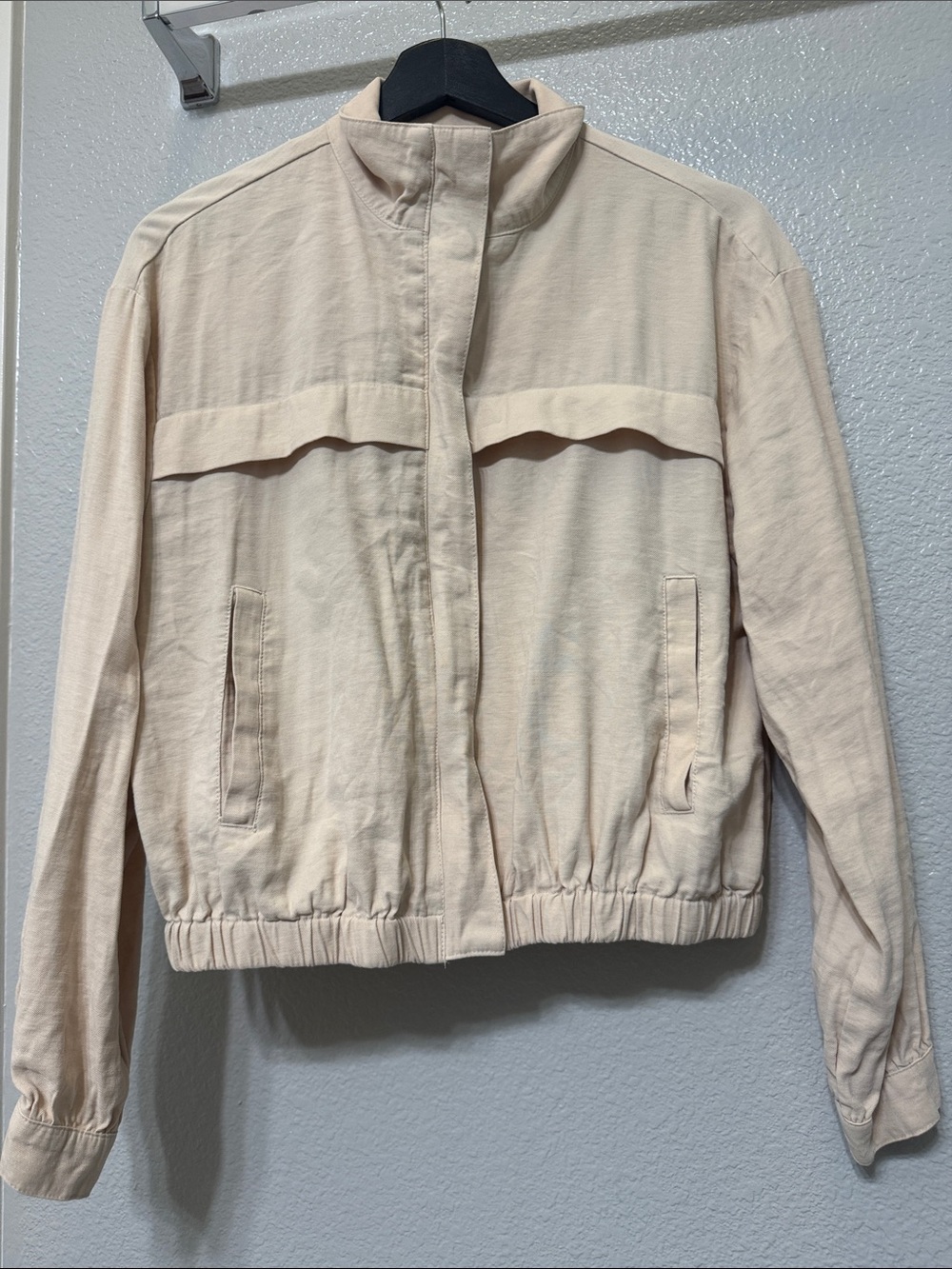 Nine West Light Beige Bomber Jacket